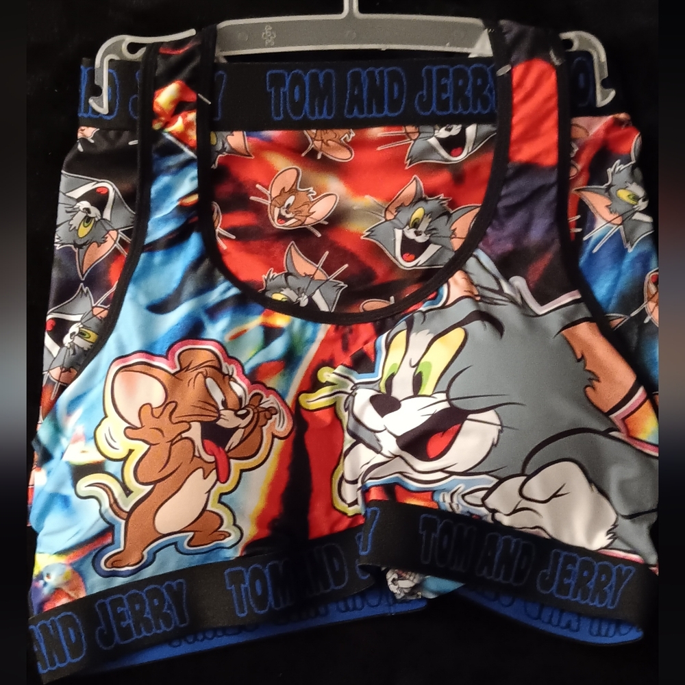 Tom & Jerry 2pc Sports Bra & Boyshorts Underwear 2pc Co-ord Set Women's Size 2X